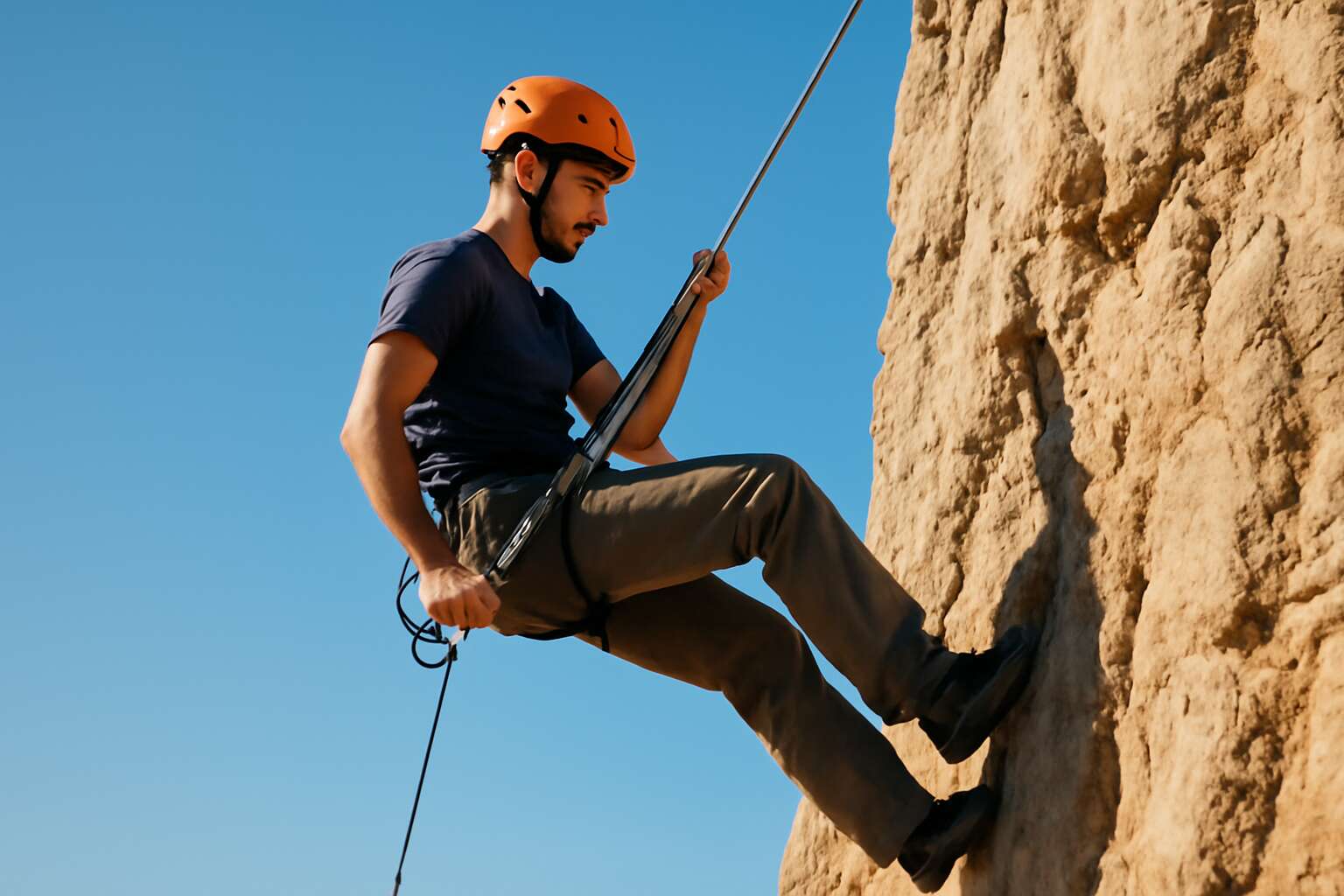 how does abseiling work